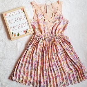 Lauren Conrad Floral Satin Pleated Dress